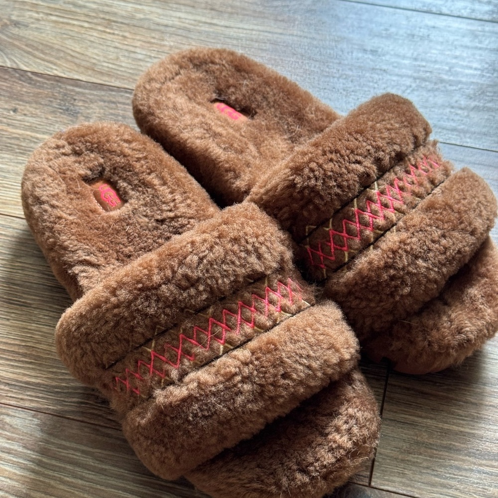 Ugg Brown Fuzzy Slippers